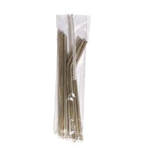 Stainless Steel Straws Bendy+Straight Set 11 pcs 215mm