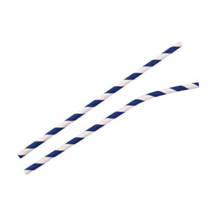 Paper Straws 6x195 mm Blue w. Bendy 100 Pcs